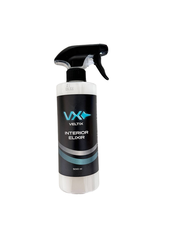 Sticlă Veltix Interior Elixir 500ml, soluție de luciu și protecție UV pentru bord, plastic și piele auto