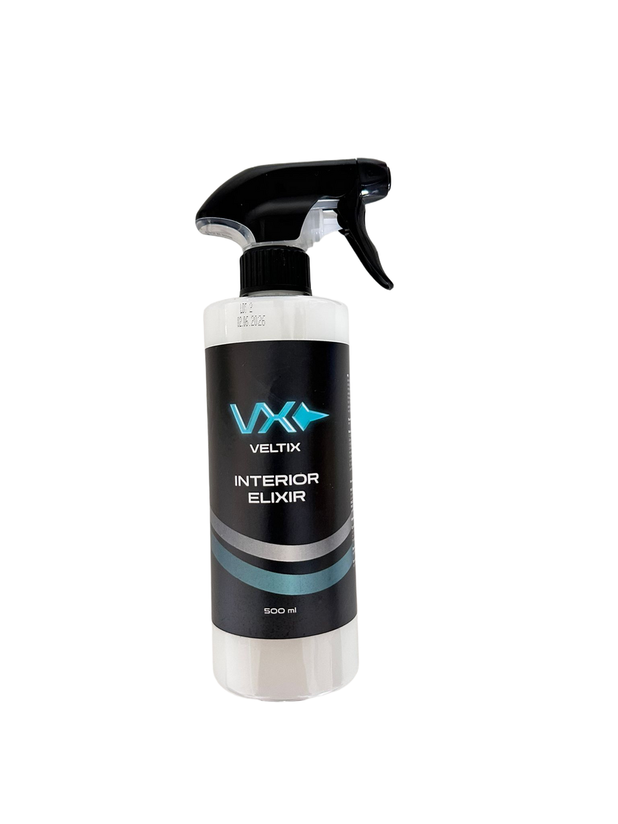 Sticlă Veltix Interior Elixir 500ml, soluție de luciu și protecție UV pentru bord, plastic și piele auto
